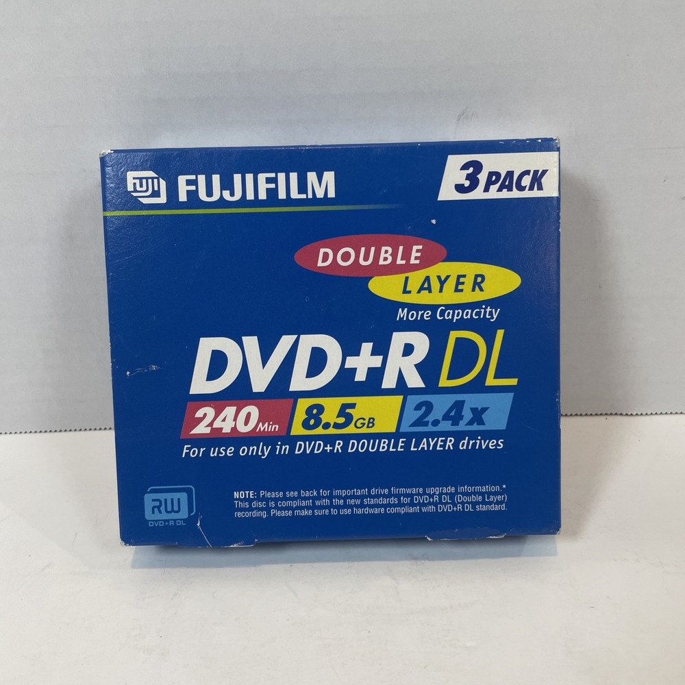 Fujifilm DVD+R DL 3 Pack Blue Double Layer 8.5GB 240Min 2.4x Blank Media Discs